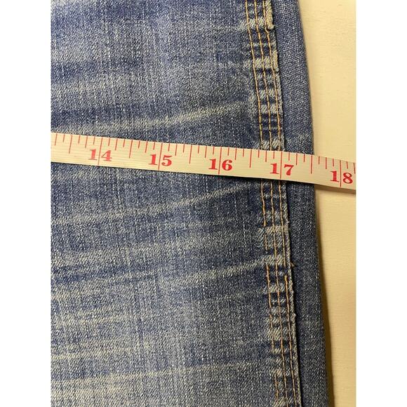 Vintage Red Snap Flare Jeans 1970s High Waist Wide Leg Bell Bottom Jeans Size 6 - Picture 15 of 16